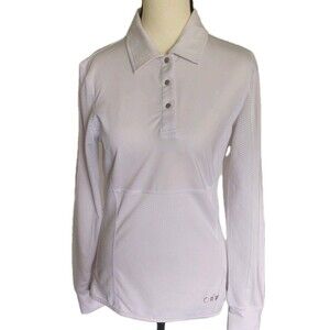 Nivo Sport Women's Long Sleeve White Golf Polo Shirt Size XS Back Zip Pocket